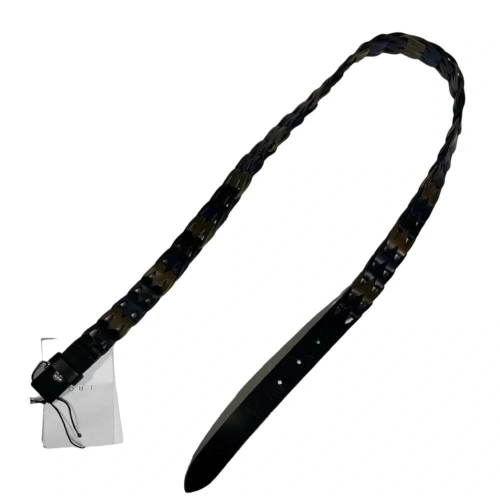 IRO Maloki Braided Leather Belt, Green Multi, T.85